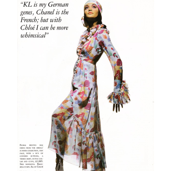 Chloé Karl Lagerfeld Floral Printed Silk Dress Vogue Documented, 1993