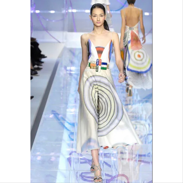 Fendi Karl Lagerfeld Silk Print Dress S/S 2008 Runway