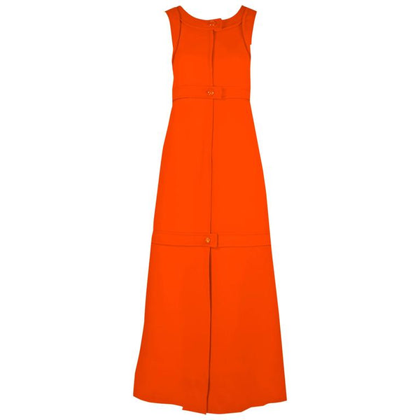 1960s Courrѐges Haute Couture Orange A-line Sleeveless Wool Maxi Dress
