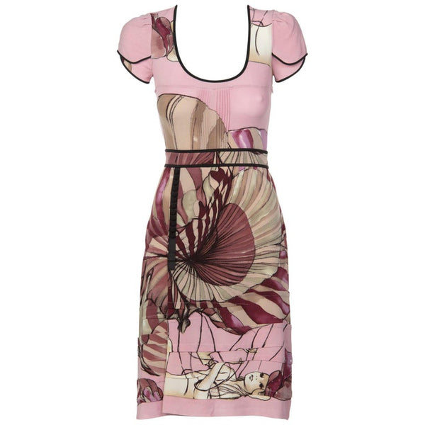 prada fairy dress 2008 James Jean Collection Pink Print Silk – Basha Gold Plus Size | Margene's sewing patterns for girls Color:DustyBlue (Blue)
