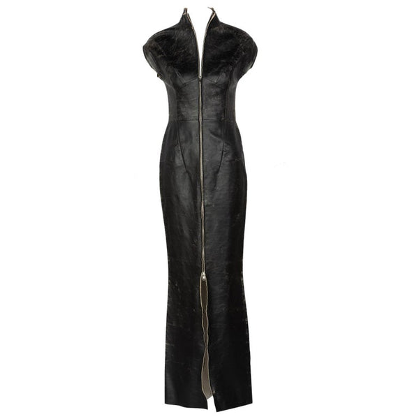 Maison Martin Margiela White Label Black Leather Zipper Dress
