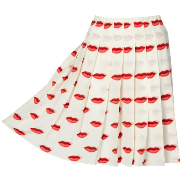 Iconic Prada Red Lip Print Pleated Skirt, Spring 2000 – Basha Gold