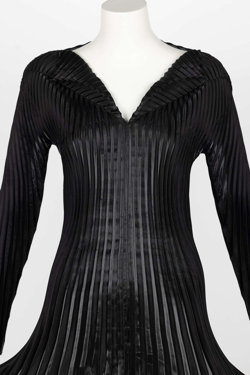 Collectors Issey Miyake Fall 1999 Documented Metallic Black Dress