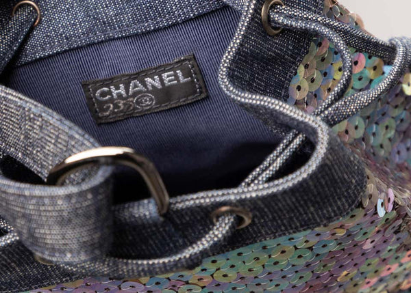 Chanel Denim Sequin Mini Bucket Bag