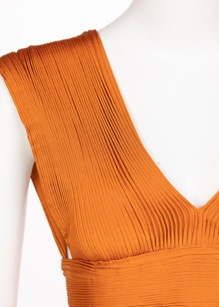 Givenchy Orange Jersey Leather Cut-Out Maxi Dress, 2014