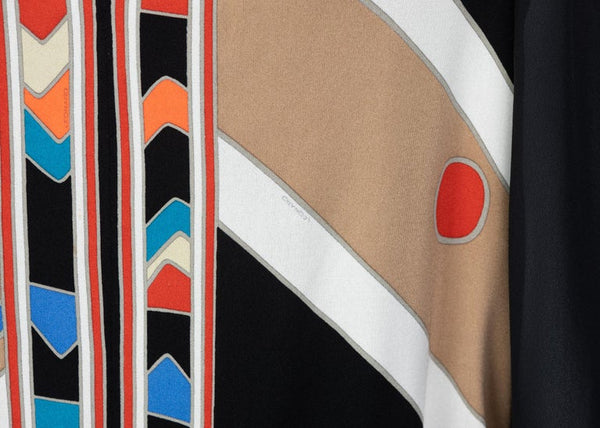 Vintage Leonard Paris Multicolored Geometric Printed Silk Jersey Blouse