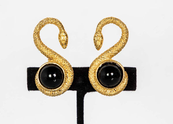Vintage Yves Saint Laurent Gold Marrakech Serpent Earrings YSL