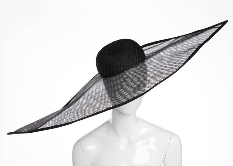 Vintage Giorgio Armani Black Sculptural Wide Brim Eye Hat