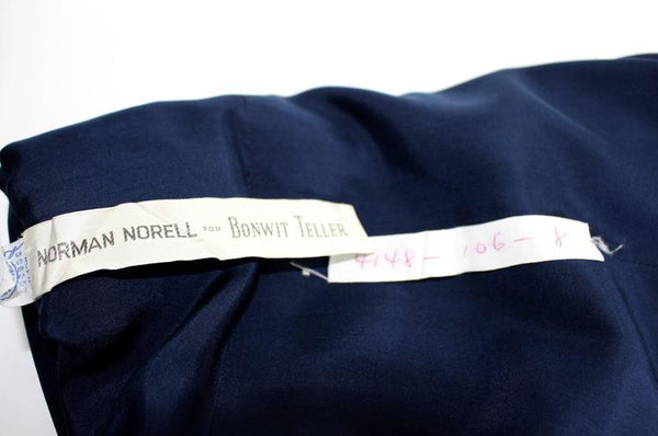 1960s Norman Norell Midnight Blue Wool Jersey Dress