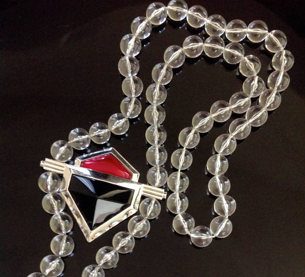 Vintage Yves Saint Laurent Large Lucite Bead and Geometric Glass Necklace YSL