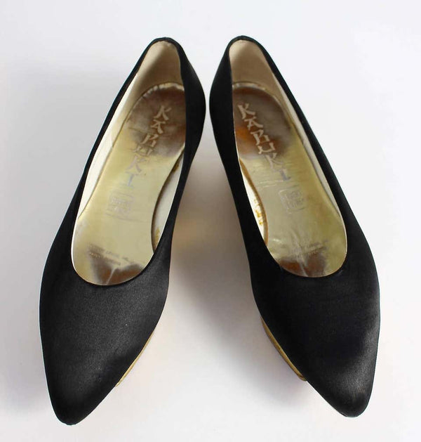 1950s Herbert Levine Museum Held Black and Gold Kabuki Shoes Rare