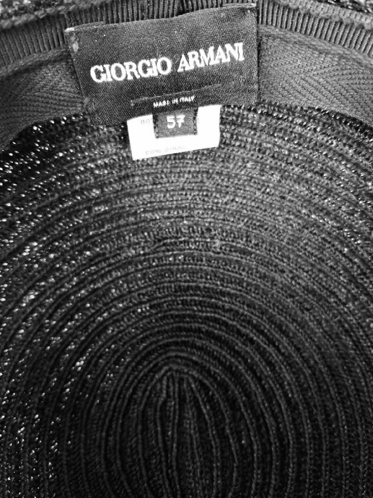 Vintage Giorgio Armani Black Sculptural Wide Brim Eye Hat