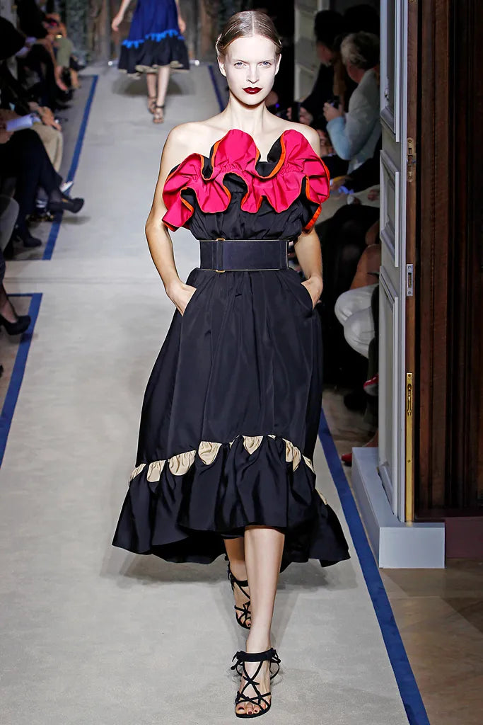 Yves Saint Laurent YSL Runway Balck & Pink Flamenco Dress, Spring 2011