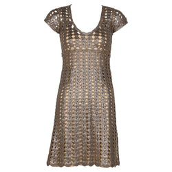 Prada Bronze Metallic Crochet Dress, 2000s Basha Gold Prada Bronze Metallic Crochet Dress, 2000s Basha Gold