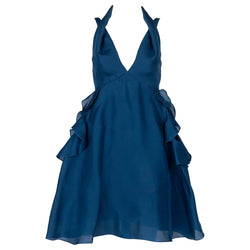 Yves Saint Laurent Blue Silk Organza Spring 2012 Runway Dress Basha Gold Yves Saint Laurent Blue Silk Organza Spring 2012 Runway Dress Basha Gold