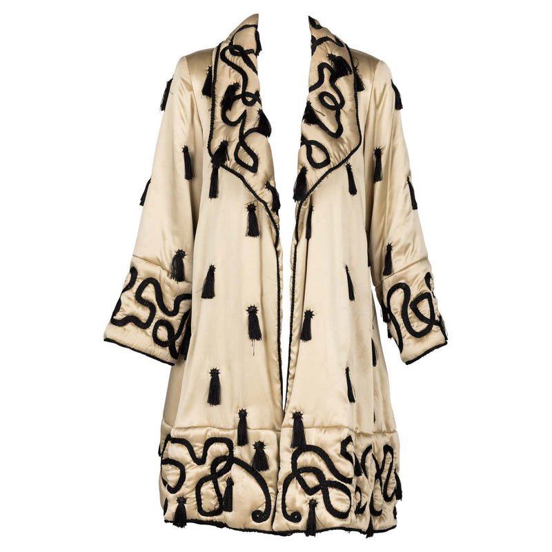 Bruce Oldfield Couture Champagne Silk Tassel Evening Coat