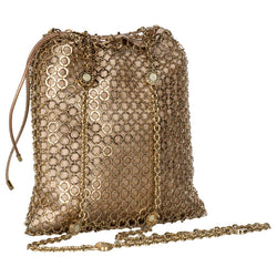 Bvlgari Gold Metal Mesh Long Chain Bag
