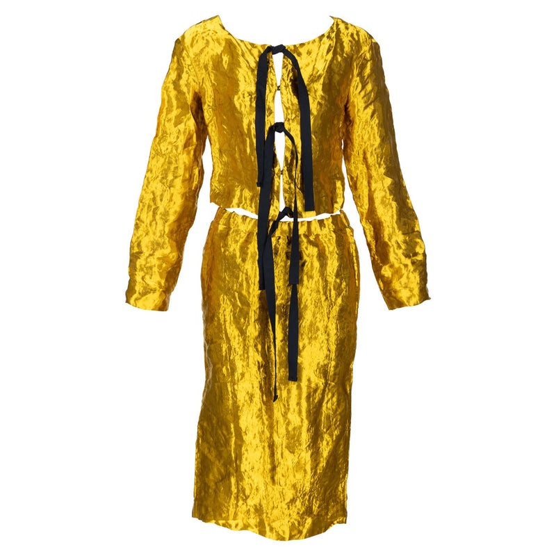 Prada Gold Metal Jacket Top & Skirt Set Spring 2009