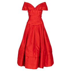 Sensational Scaasi 1980s Red Off The Shoulder Dress