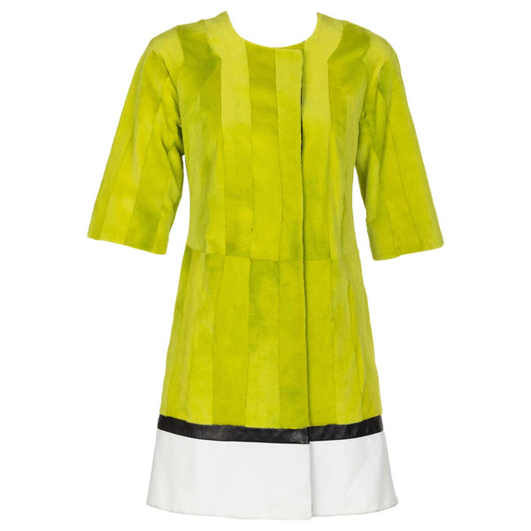 J. Mendel Chartreuse Green Fur & Leather Coat