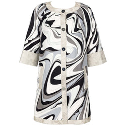 Emilio Pucci Silver Black Print Spring 2007 Runway Mod  Evening Coat