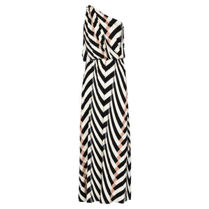 Lanvin Alber Elbaz Spring 2015 One Shoulder Chevron Striped Jersey Dress