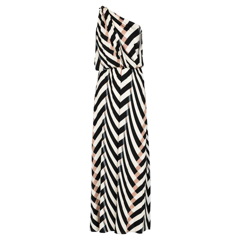 Lanvin Alber Elbaz Spring 2015 One Shoulder Chevron Striped Jersey Dress
