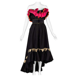 Yves Saint Laurent YSL Runway Balck & Pink Flamenco Dress, Spring 2011