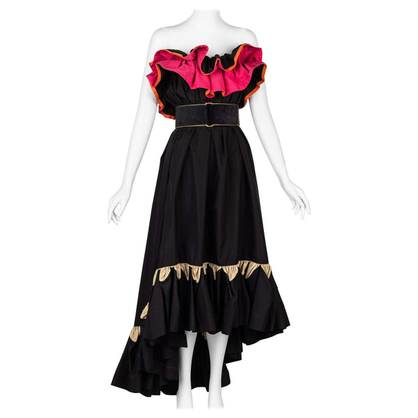 Yves Saint Laurent YSL Runway Balck & Pink Flamenco Dress, Spring 2011