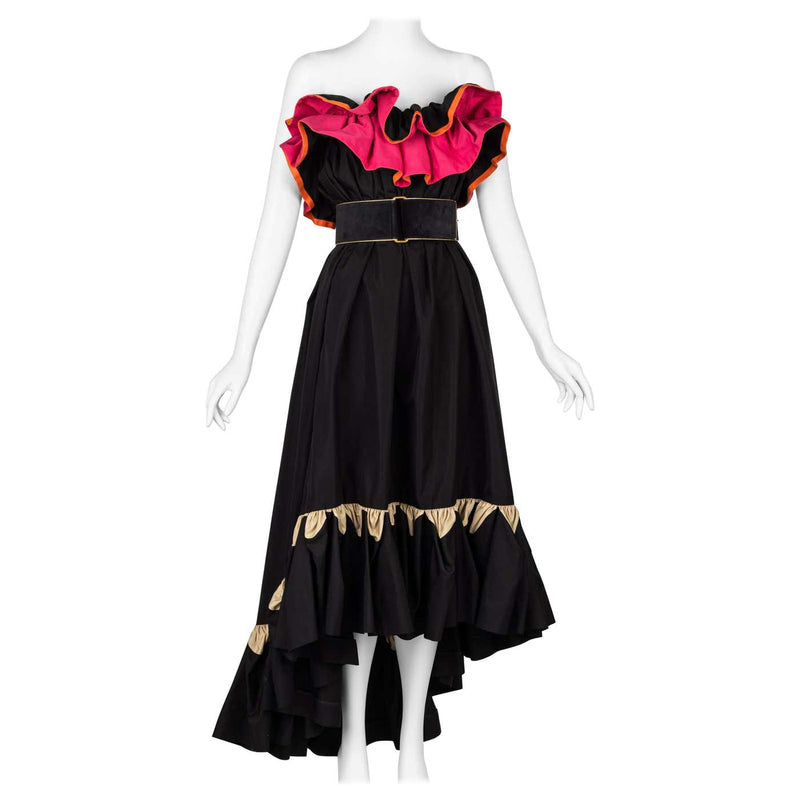 Yves Saint Laurent YSL Runway Balck & Pink Flamenco Dress, Spring 2011
