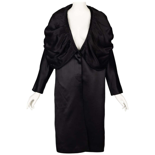 Dries Van Noten Black Silk Wool Coat Fall 2000 Runway