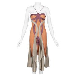Vintage Stella McCartney Asymmetric Cutout Draped Dress Basha Gold Vintage Stella McCartney Asymmetric Cutout Draped Dress Basha Gold