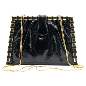 Vintage Judith Black Karung Gold Chain Bag