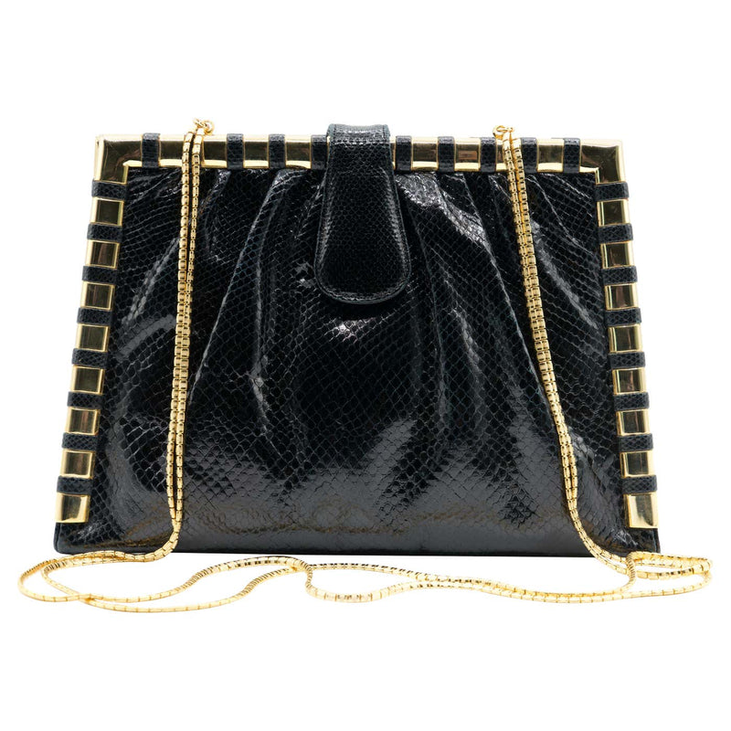 Vintage Judith Black Karung Gold Chain Bag