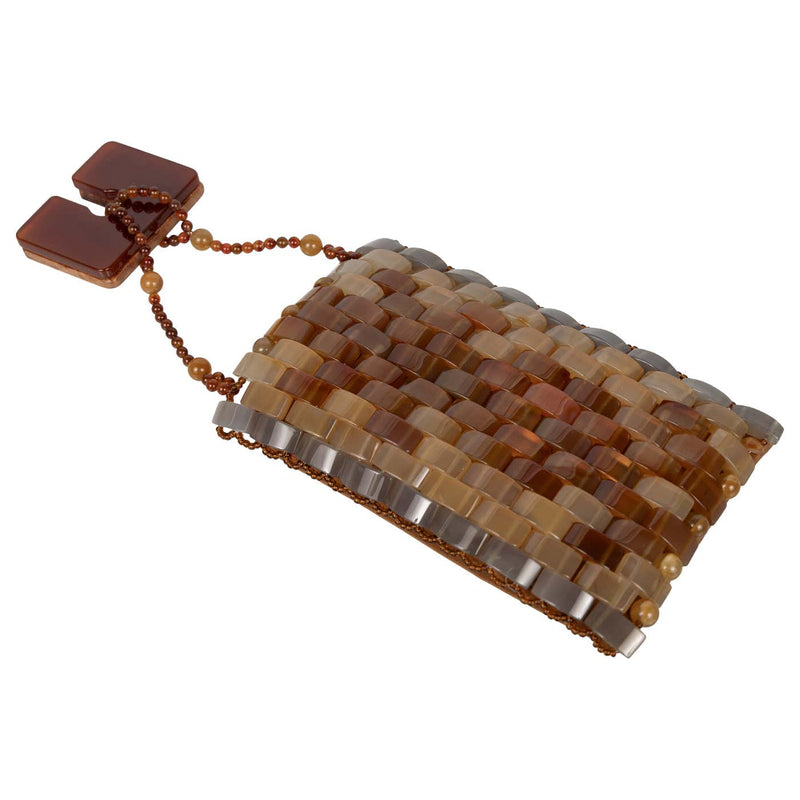 1990s Giorgio Armani Agate Beaded Mosaic Evening Bag Vintage Italian Couture