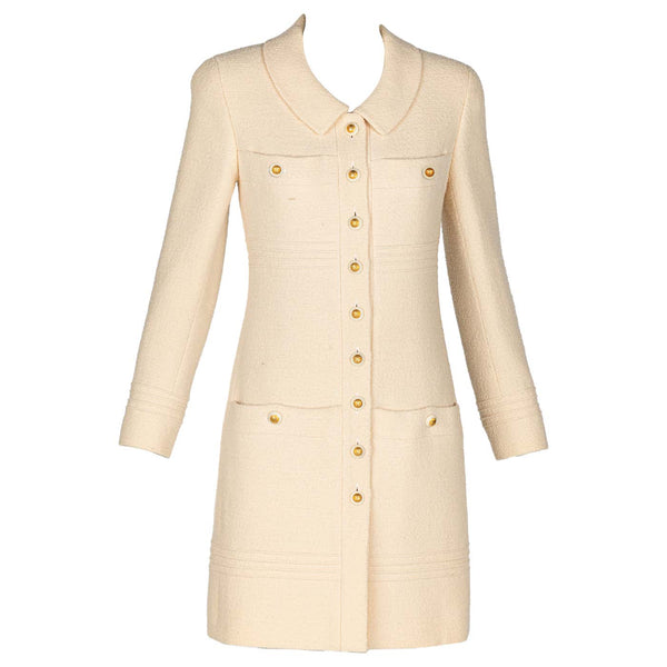 Chanel Cream Bouclé Wool Jacket with Iconic Sunburst CC Buttons – c. 1999