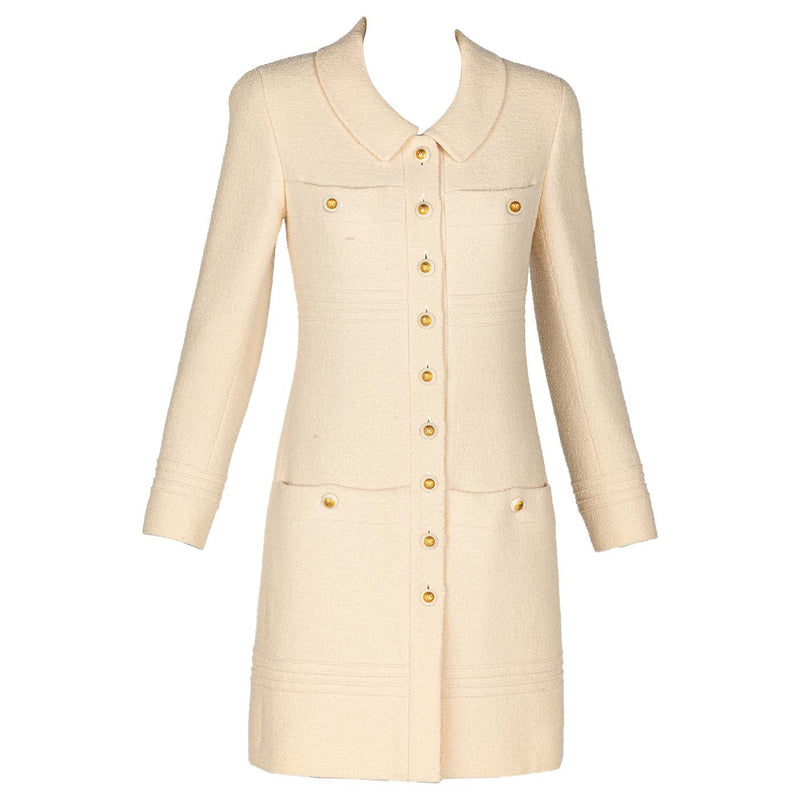 Chanel Cream Bouclé Wool Jacket with Iconic Sunburst CC Buttons – c. 1999