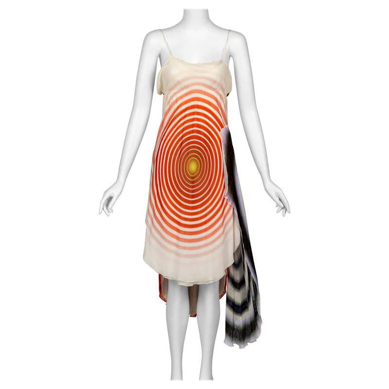 Fendi Karl Lagerfeld Spring 2008 Radiating Circles Silk Chiffon Dress NWT