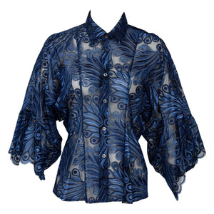 Junya Watanabe Comme des Garçons Spring 2012 Blue Lace Blouse