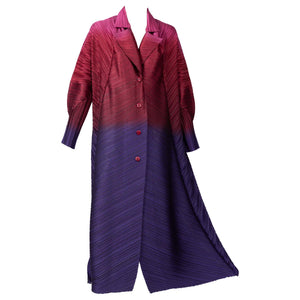 Issey Miyake 2013 Pleated Ombré Magenta Purple Coat Dress
