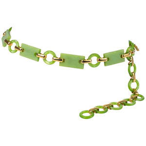 Yves Saint Laurent Couture 1970s Green Lucite ChainLink belt