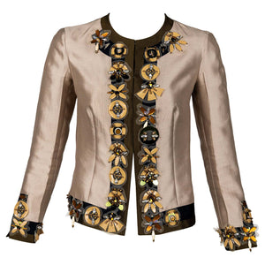 Prada Spring 2005 Embellished Wool-Silk Jacket with Crystal Appliqué