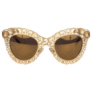 Dolce & Gabbana Filigrana Gold Floral Cat-Eye Sunglasses, 2014