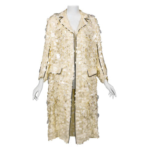Prada Spring 2016 Runway Ivory Paillette Crystal Embellished Organza Coat