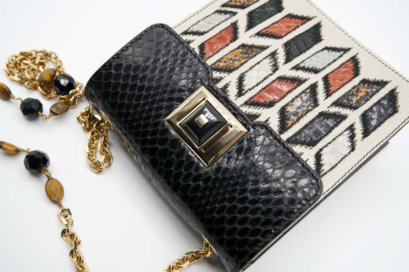 Vintage Andrew GN Snakeskin Semi precious Stone Chain Strap Bag