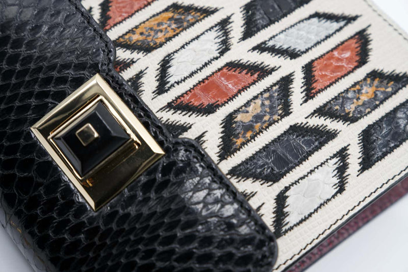 Vintage Andrew GN Snakeskin Semi precious Stone Chain Strap Bag