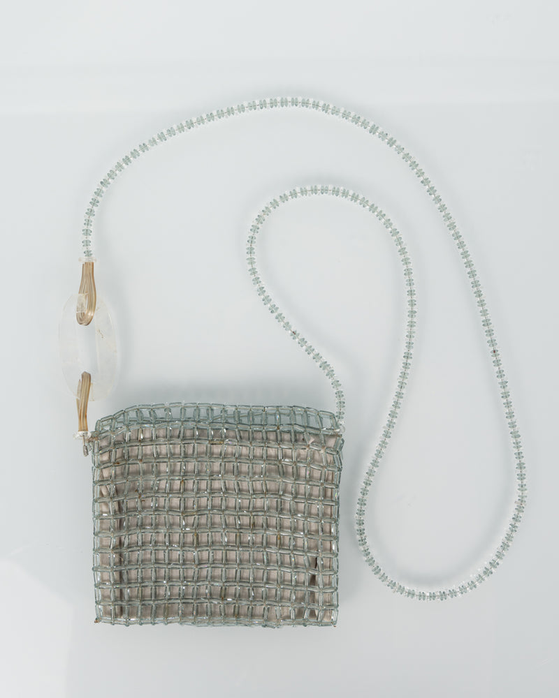 Giorgio Armani Pale Blue Glass Beaded Shoulder Bag — c. 1990s