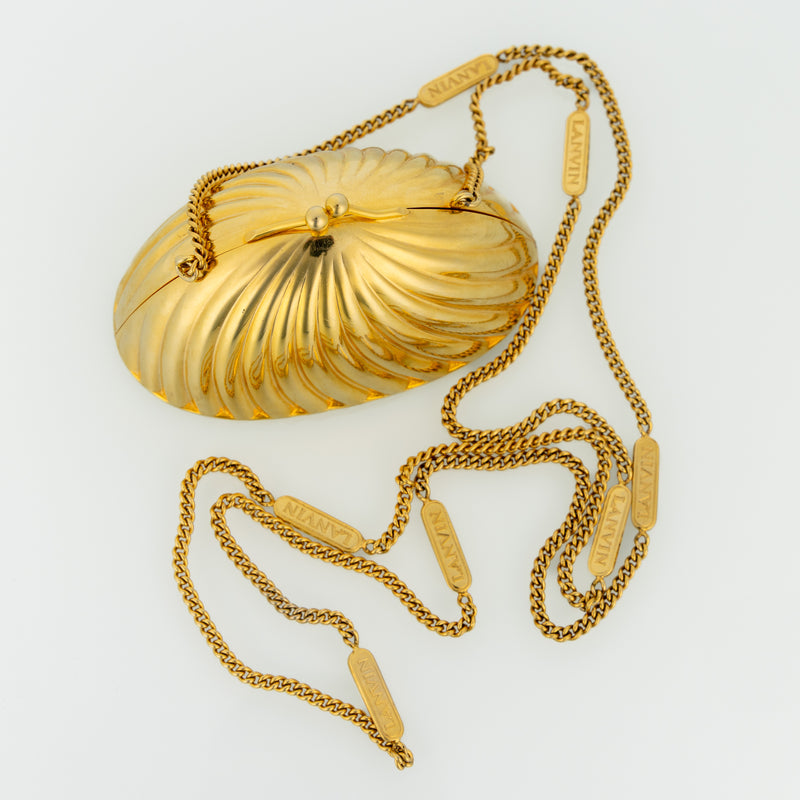 Vintage Lanvin Gold Shell Minaudière Bag