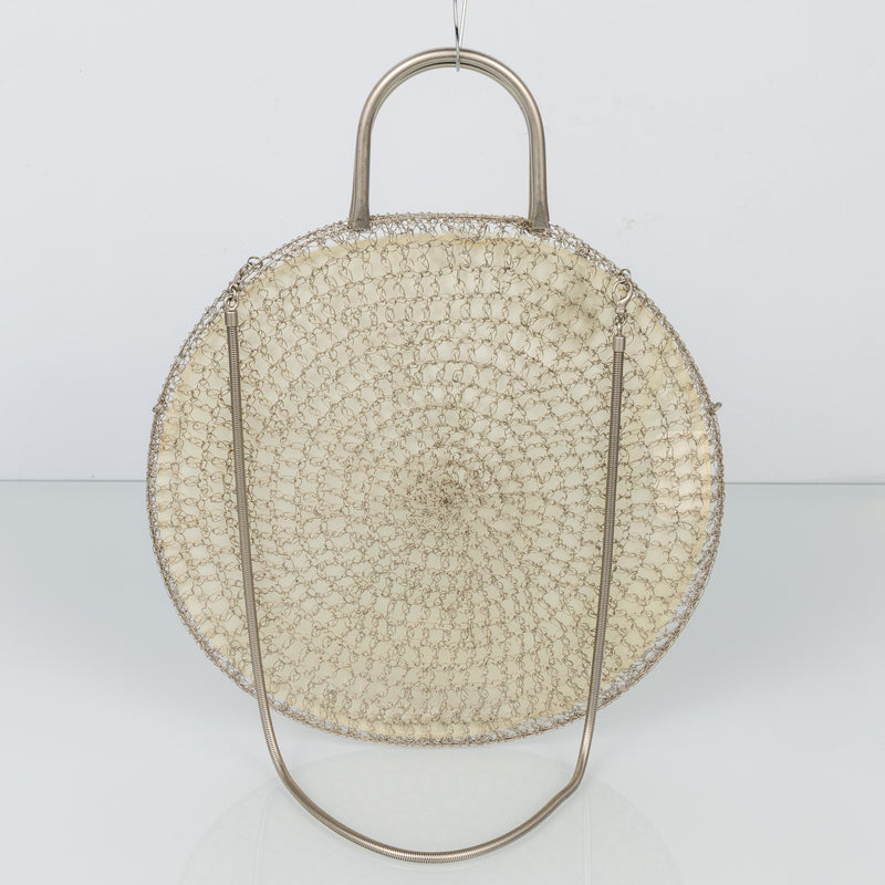 Salvatore Ferragamo Silver Wire Crochet Round Bag, 1990s