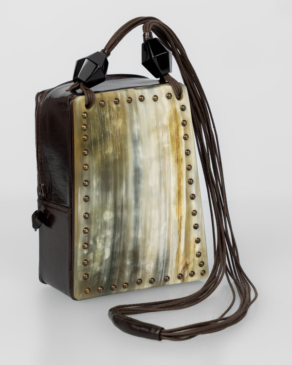 Vintage Giorgio Armani Horn & Leather Shoulder Bag